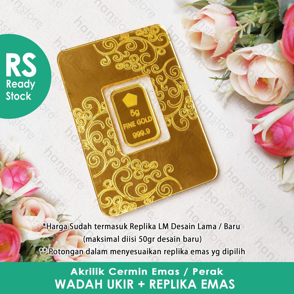 RS Wadah Ukir + Replika logam emas Desain Lama &amp; Desain BARU untuk mahar