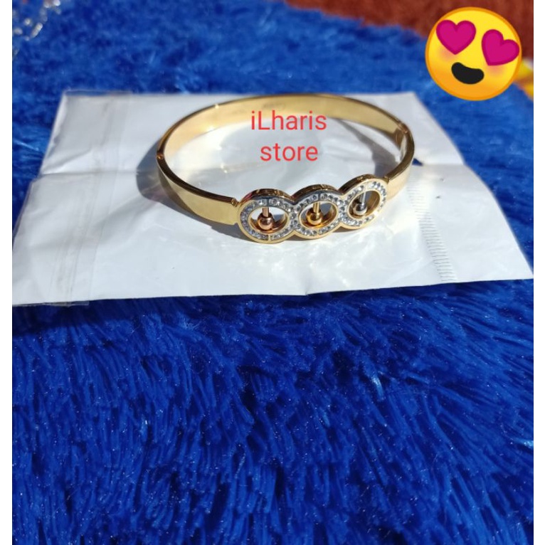 Gelang wanita Gelang kaku Aksesoris Gelang besi putih sapu emas gelang cantik gelang untuk hadiah