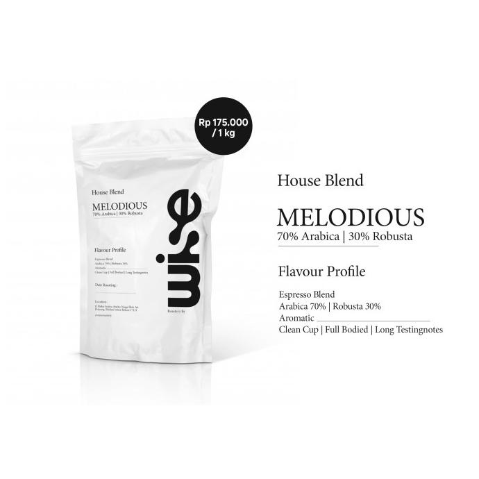 

Biji Kopi - Espresso - Wise - MELODIOUS - Beans House Blend 70/30 -1Kg