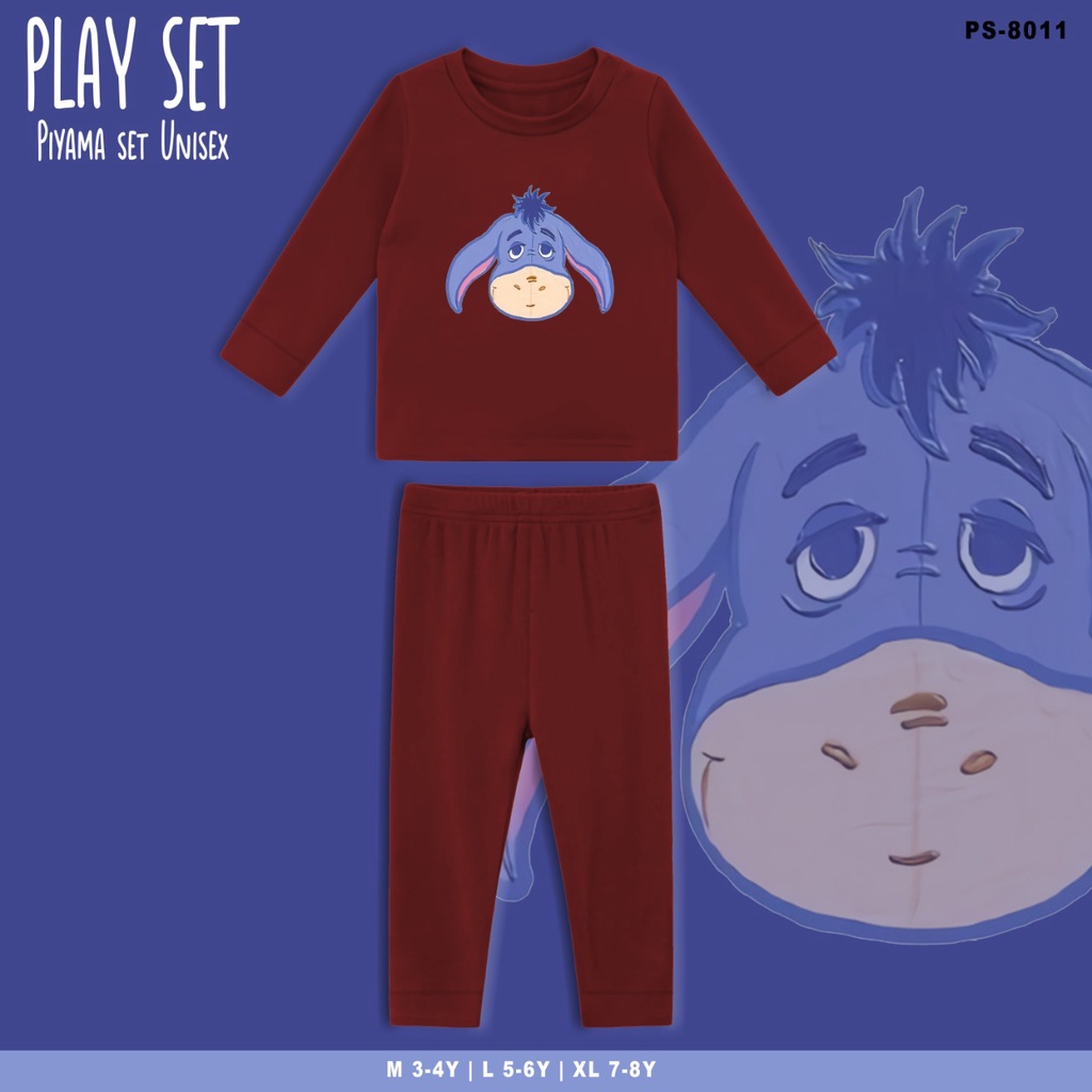 PLAYSET PAJAMAS ANAK BERGAMBAR EEYORE / BAJU TIDUR ANAK SET / TERMURAH