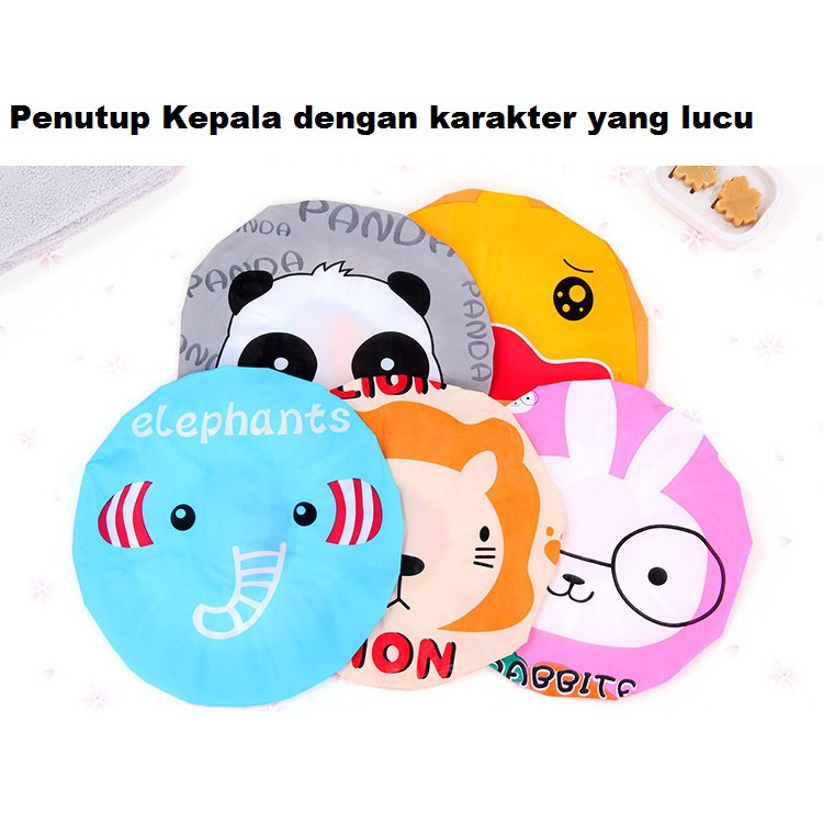 Penutup Kepala Karakter - Cap mandi - Shower Cap - Topi Mandi