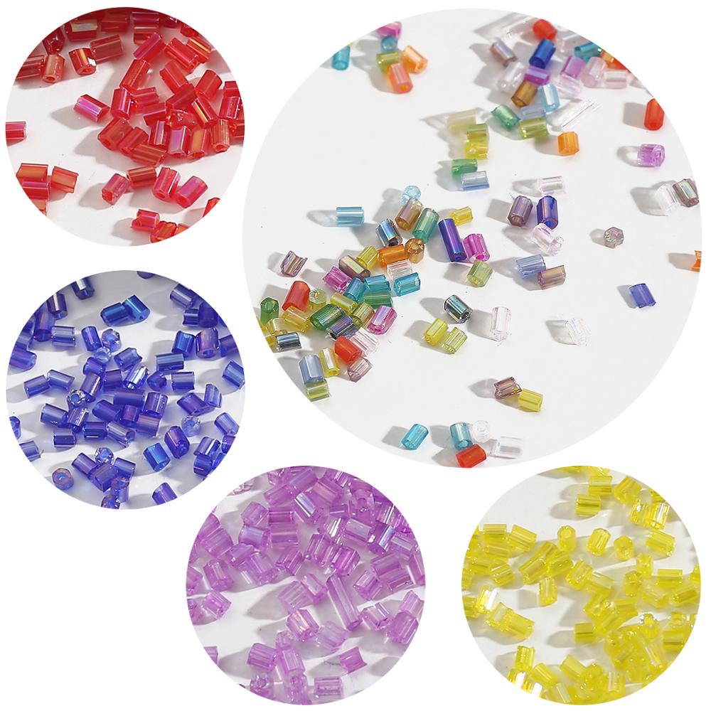 700 Pcs 2Mm Multicolor Tabung Kaca Bunga Manik-manik Longgar Austria Crystal Faceted Beads Spacer Manik-manik untuk Membuat Perhiasan Aksesoris DIY