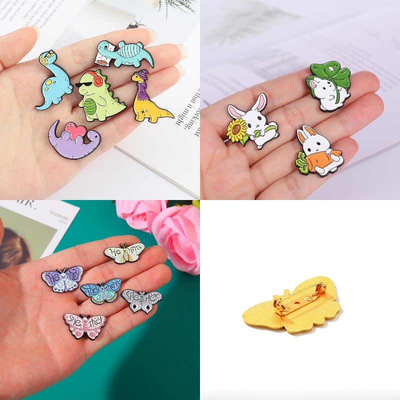 5pcs / Set Bros Pin Enamel Desain Hewan Lucu Untuk Aksesoris Tas Ransel / Hadiah