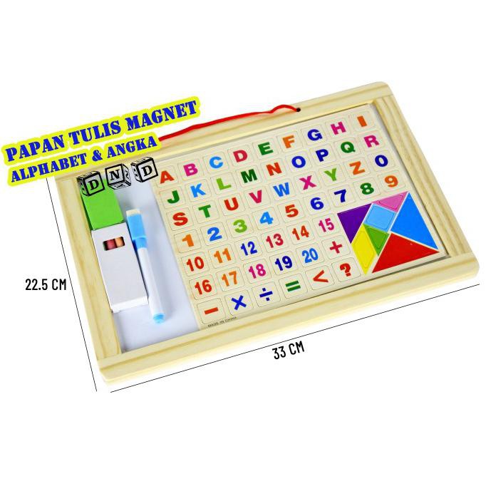 MAINAN EDUKATIF / EDUKASI ANAK - PAPAN TULIS KAYU MAGNET ABJAD & ANGKA