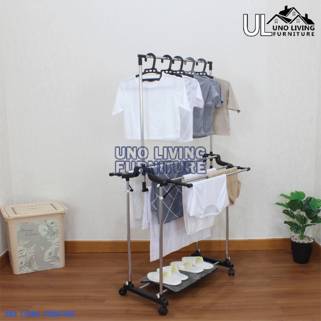 Gantungan Baju TOWEL HANGER STAINLESS JEMURAN STAINLESS JEMURAN NAIBA 1414 Magic Hanger Celana Jilbab Handuk Syal Dasi Sapu / Jemuran Pakaian Celemek Kaus kaki Ikat