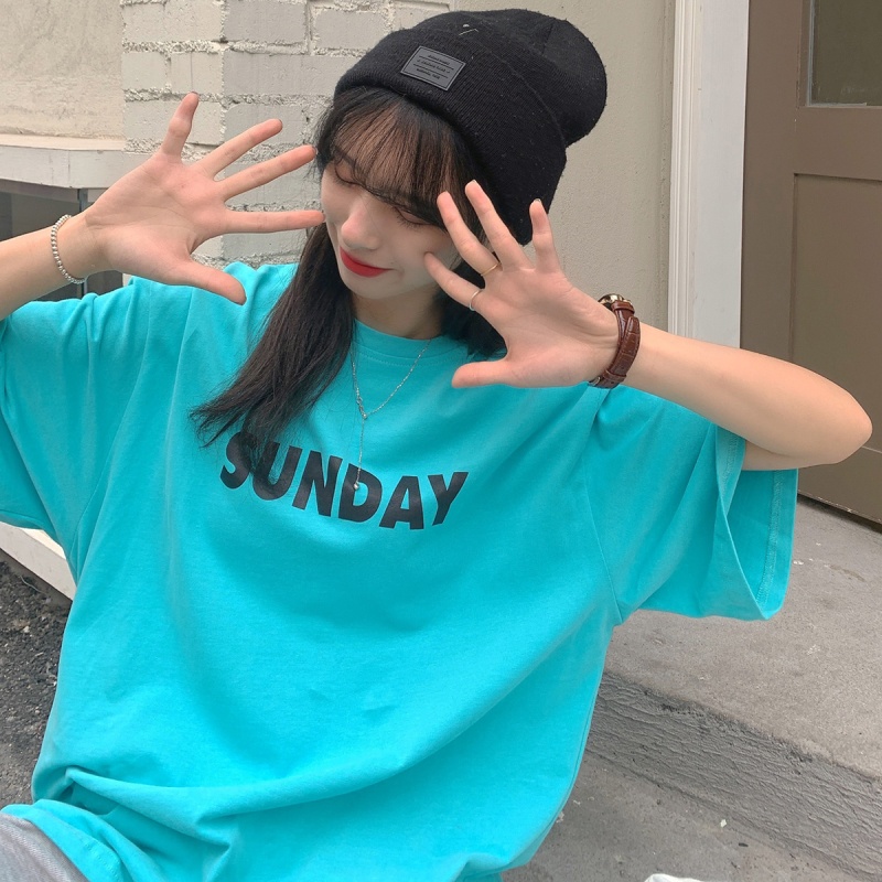 kaos atasan wanita/T-shirt fashion impo/baju cewe oversize/SUNDAY KAOS(realpict)