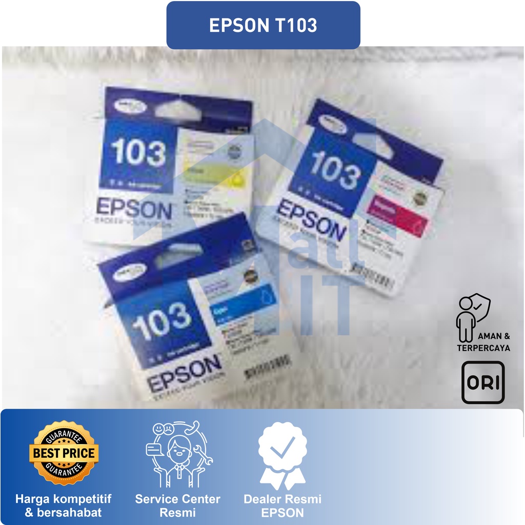 TINTA CATRIDGE EPSON T103 MAGENTA CYAN YELLOW ORIGINAL ASLI