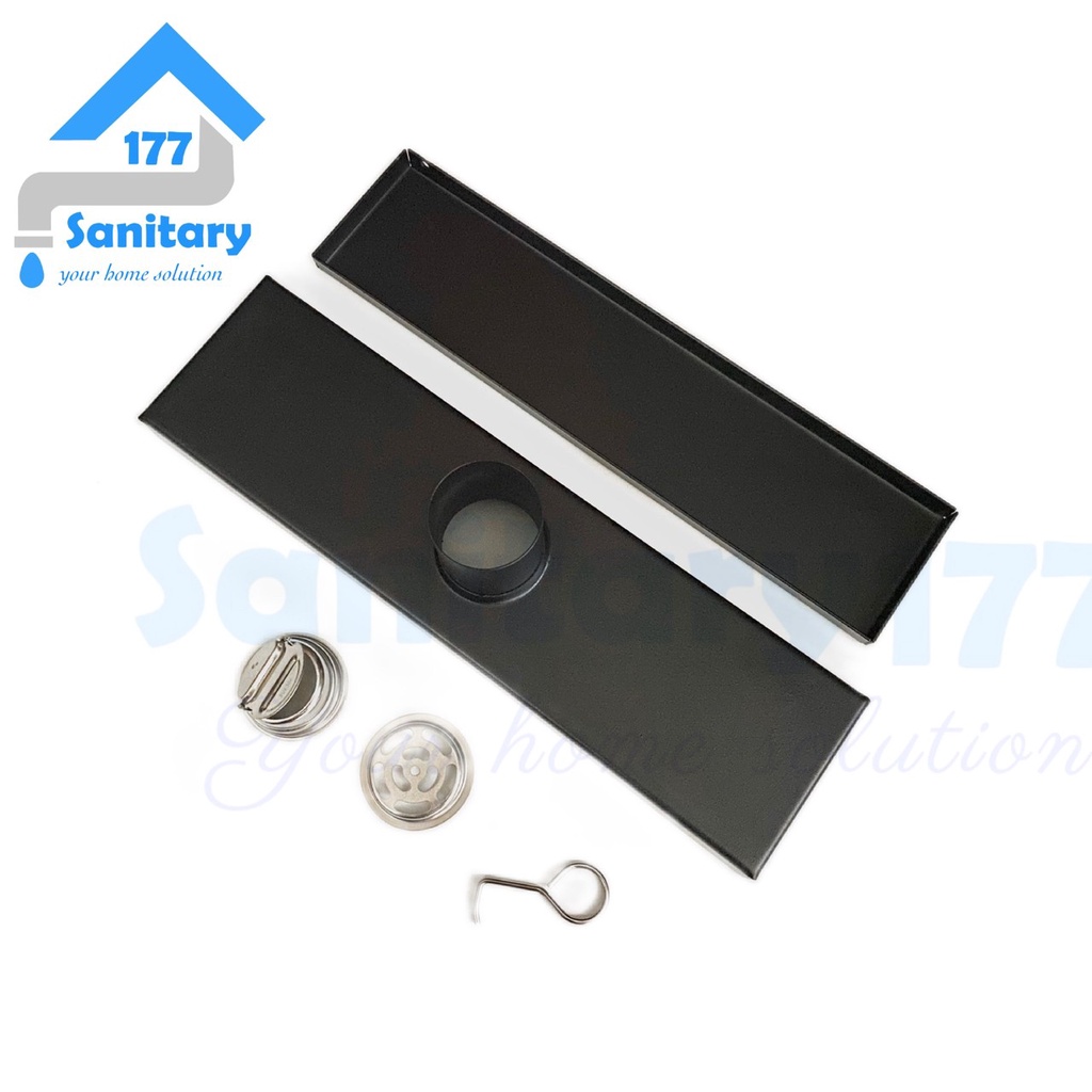 Smart Drain Panjang 30cm stainless 304 HITAM Tebal T93- Floor tile Drain drainer stenlis linear pembuangan 30 cm saringan got air stenlis anti bau anti kecoa tikus