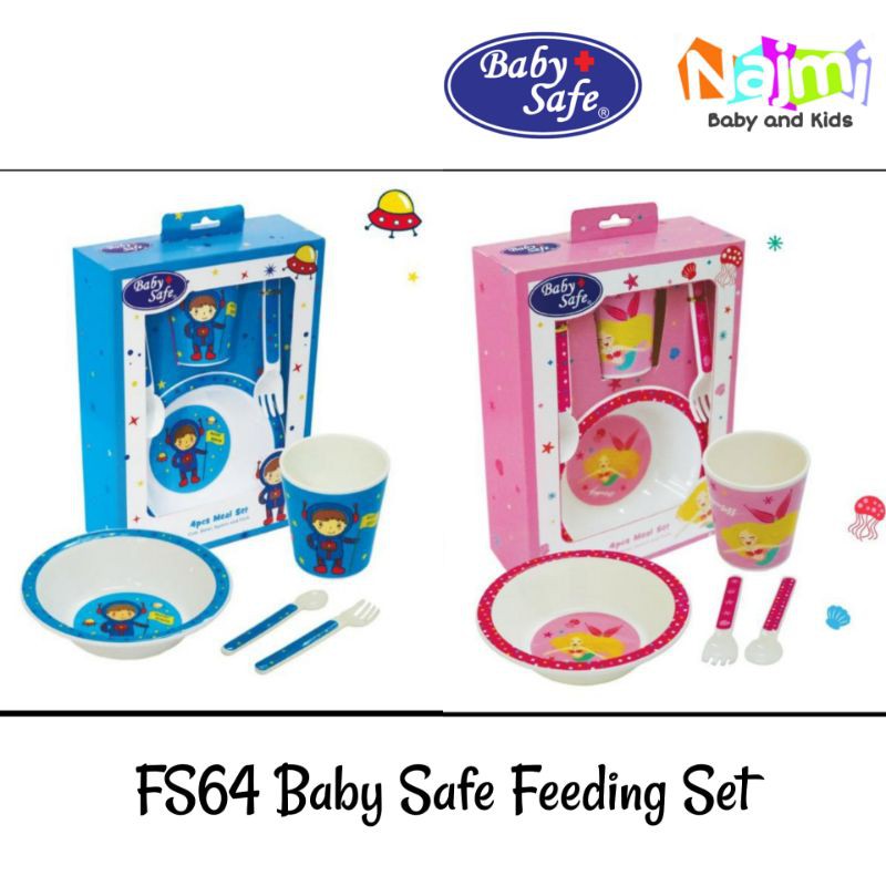 FS64 Baby Safe Feeding Set Baby Gift Set / Babysafe FS64B FS64P Peralatan Makan Bayi