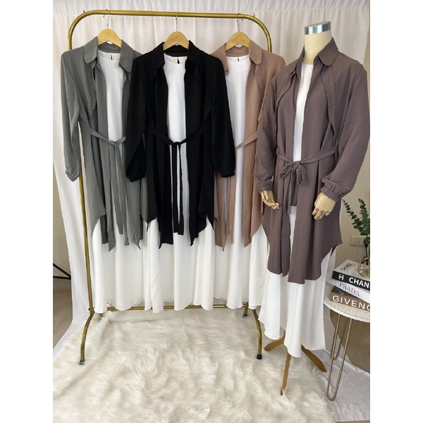 Gamis Inner + Long Outer / Long Cardi Zalia (Crinkle premium)