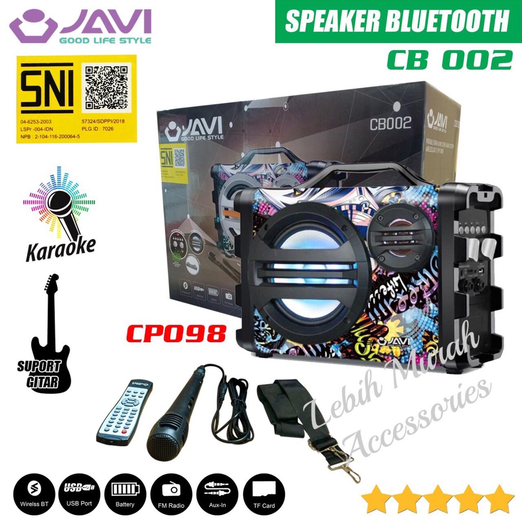 Speaker Bluetooh JAVI CB002 + Mic/Remote Support Input Gitar Speaker Karaoke Speaker Aktif Speaker Gede Speaker Superbass Speaker aktip