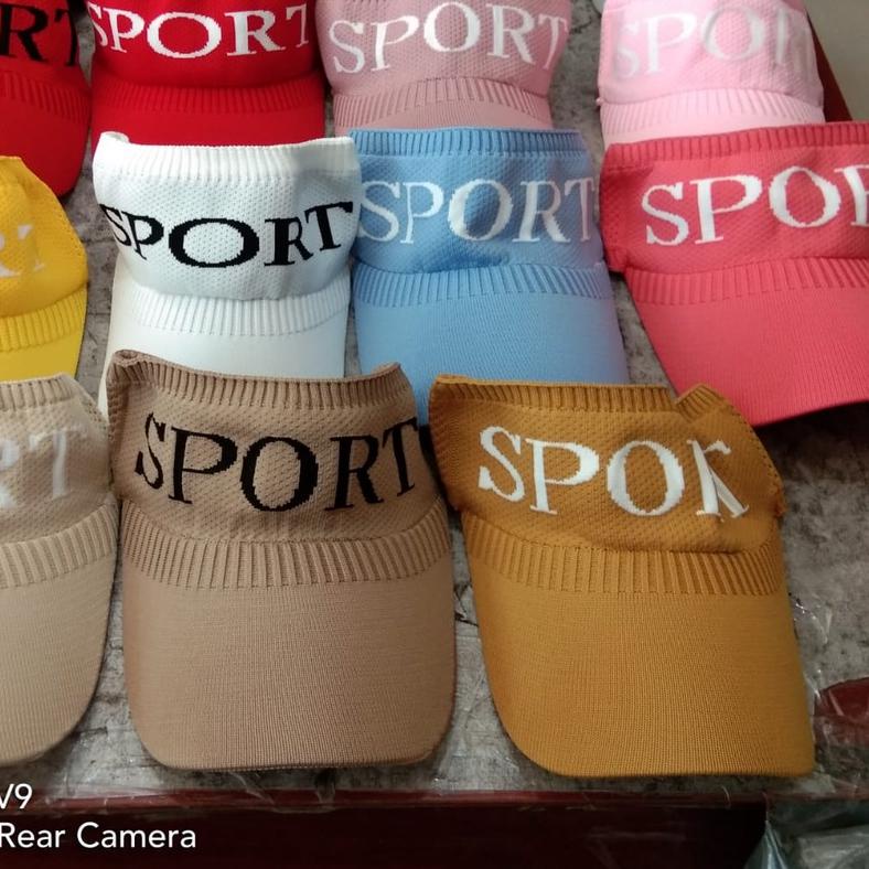 A9 Topi jogging sport sepeda senam golf sport Rajut start chane fresh murah merah hitam putih