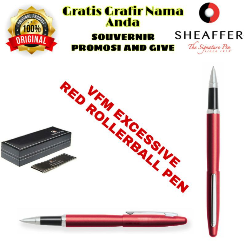 

PULPEN SHEAFFER ORIGINAL VFM RED ROLLERBALL PEN GRATIS GRAFIR NAMA ANDA