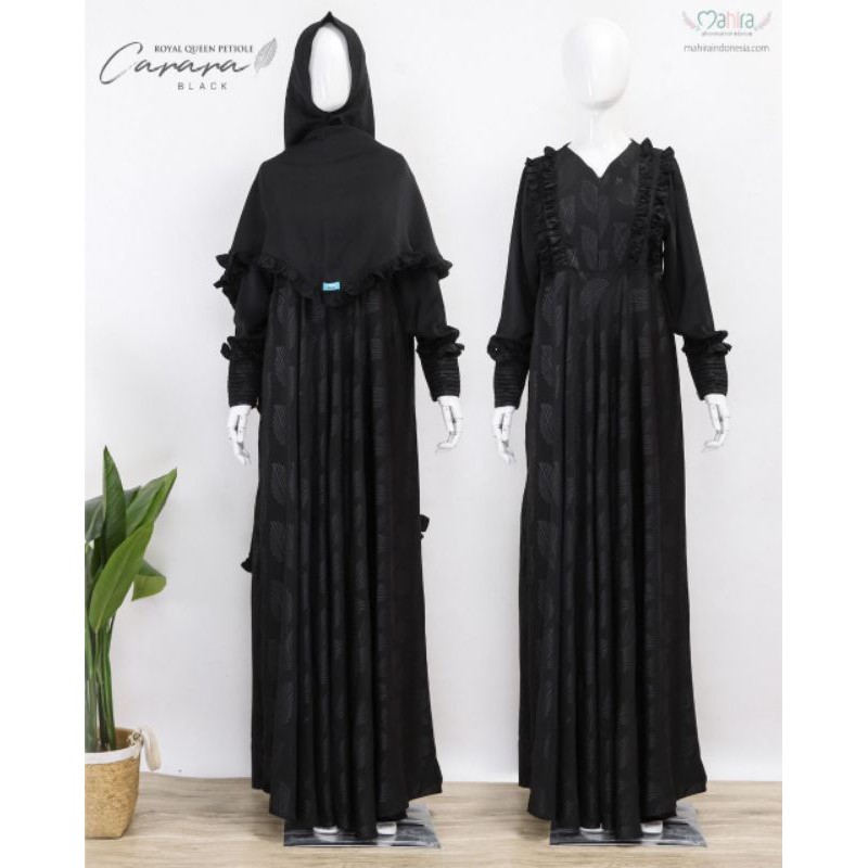 GAMIS MAHIRA TERBARU EDISI RUFFLE LIMITED/CARARA HITAM SERIES BAHAN EMBOS MANSET OPNAISEL