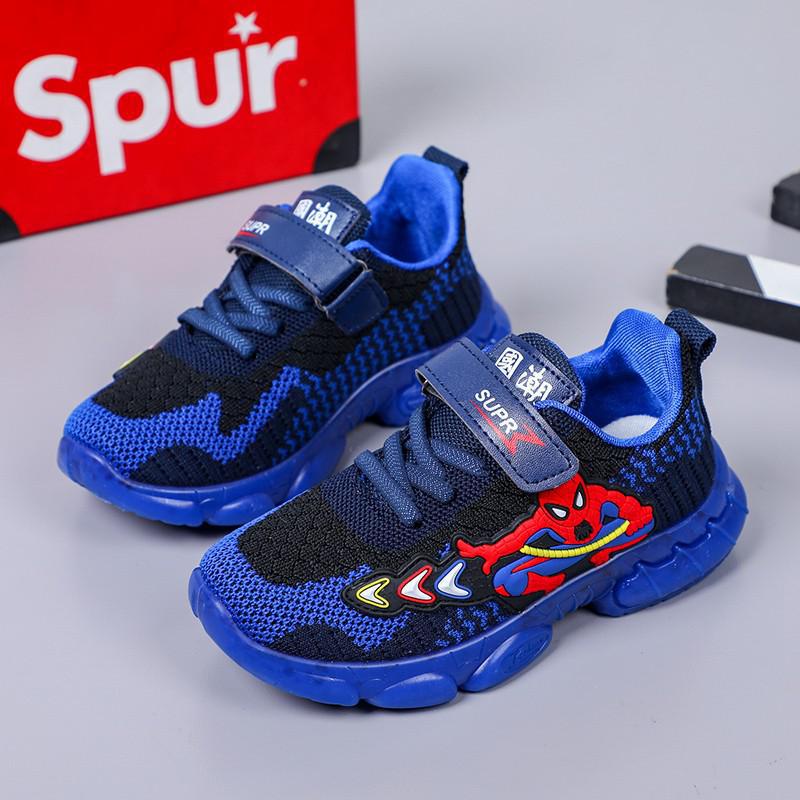 Sepatu Sneaker Anak Laki Laki - Sepatu Anak Perempuan Ultra Light Super LED Sport Import SUPR SPIDERMAN 2 Running Shoes