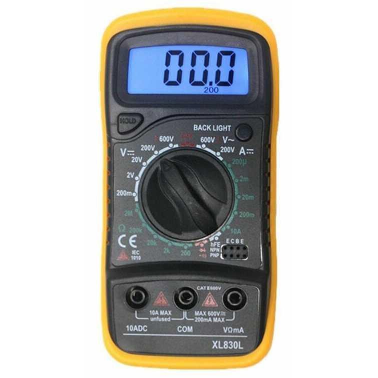 Mini Digital Multimeter AC/DC Voltage Tester - XL830L - Black/Yellow