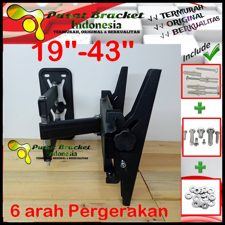 Bracket Tv 14&quot;-43&quot; Model Swifle lengan Cocok semua Merk TV