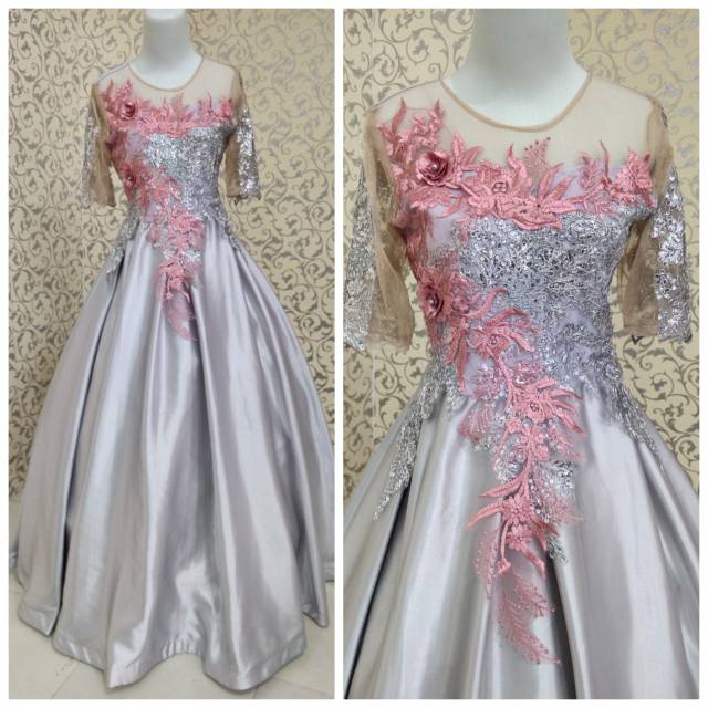 REVALINA-0031 || Longdress atau Gaun Pesta bahan Satin Rok Mayung // longdress Scuba Panjang Wanita 