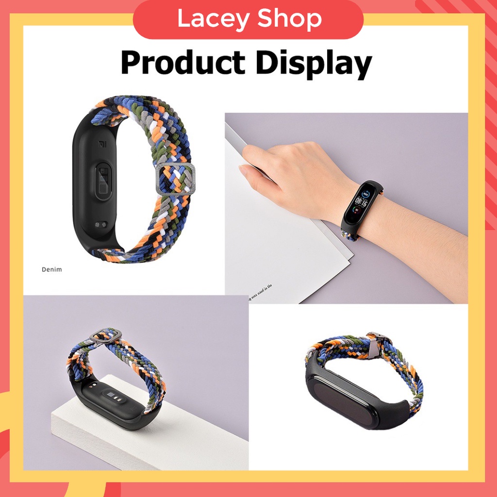 Strap Xiaomi Band Colorful strap Mi Band 3 4 5 6 7 8 Nylon Braided Elastic Buckle Wrist
