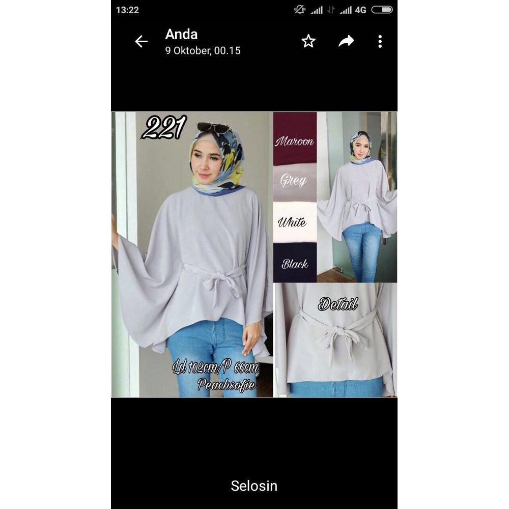 BLOUSE wanita tali pinggang blouse kalong baju atasan wanita murah baju atasan muslim wanita clove