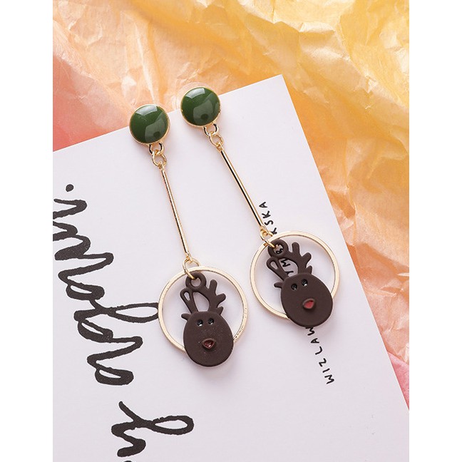 LRC Anting Tusuk Fashion Christmas Moose Head Cartoon Alloy Earrings D42699