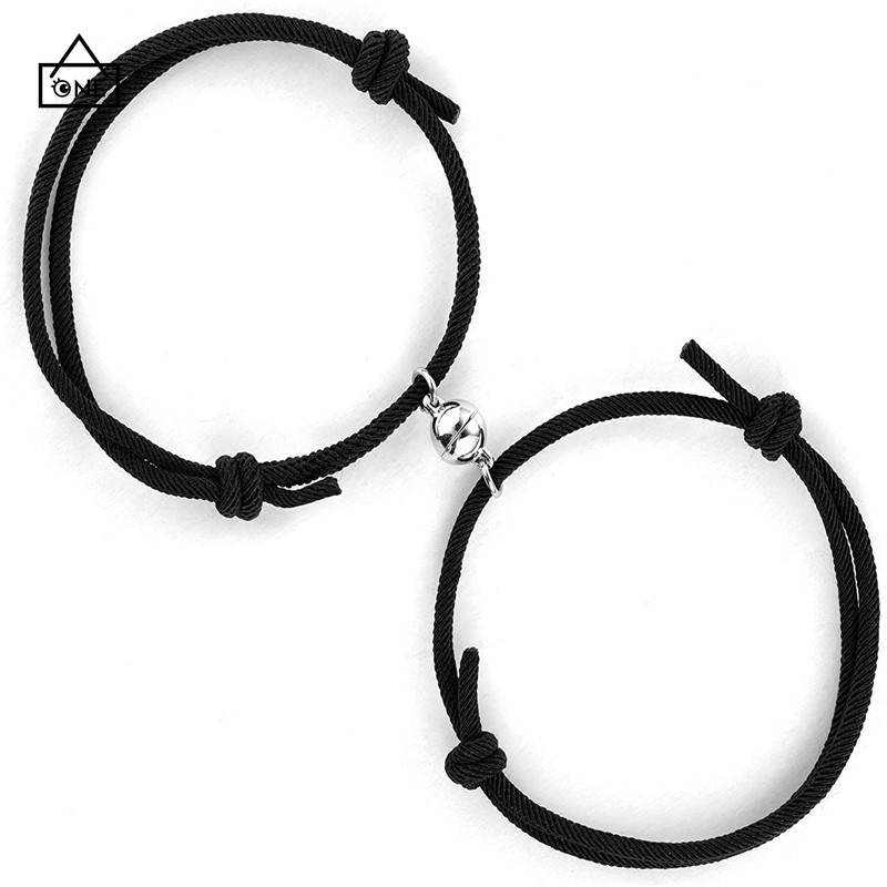 COD❤2 Pcs Gelang Cinta Pasangan Tali Kepang Magnetik Gaya Cina Untuk / Pria / Wanita A one