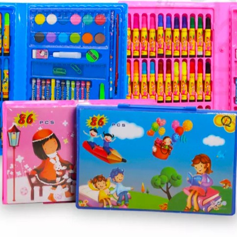 

(DISKON TERMURAH) Stationery set pensil crayon dan cat air lengkap isi 86 - Biru