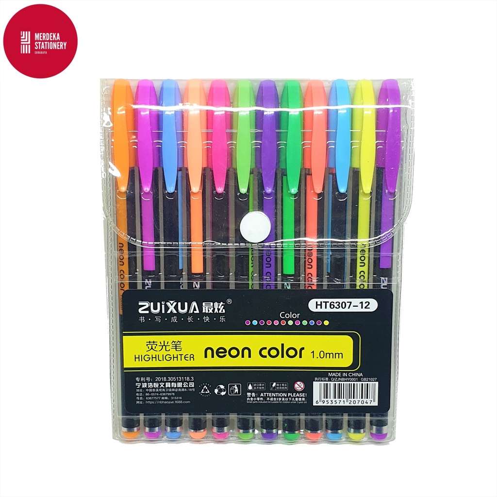 

Bolpen/Bolpoint/Ballpen/Pulpen/Pena Highlighter Neon Colour/Color 12 warna 1.0 mm