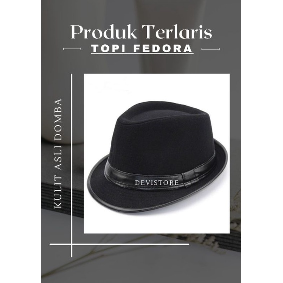 Topi Laken Pria/TOpi laken kulit domba asli/Topi Fedora/Topi koboy/Topi hat/Topi pria/Topi kulit dom