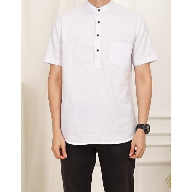 NEW ARRIVAL DISTRO BATIK PRIA BORDIR SOGAN HRB026 BATIKAF NOTOARTO BATIK IPNU-IPPNU HEM PRIA Bel-KOKO PUTIHPENDEK SET