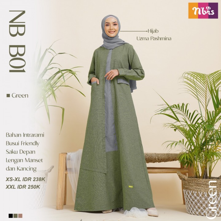 GAMIS NIBRAS NB B01 GREEN BLACK &amp; MAROON