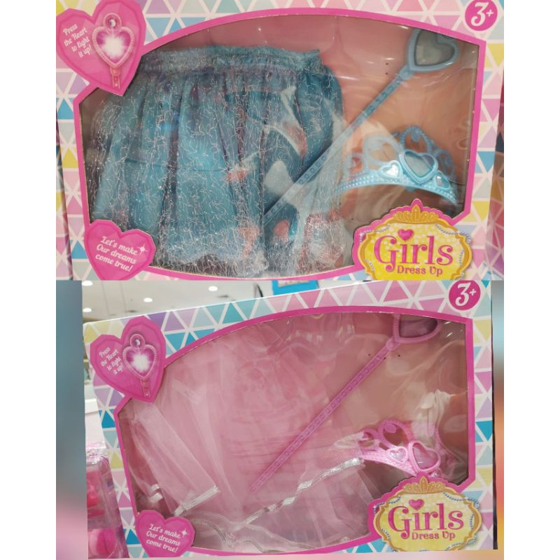 Girls Dress Up set tutu skirt, tongkat princess wand dan mahkota crown