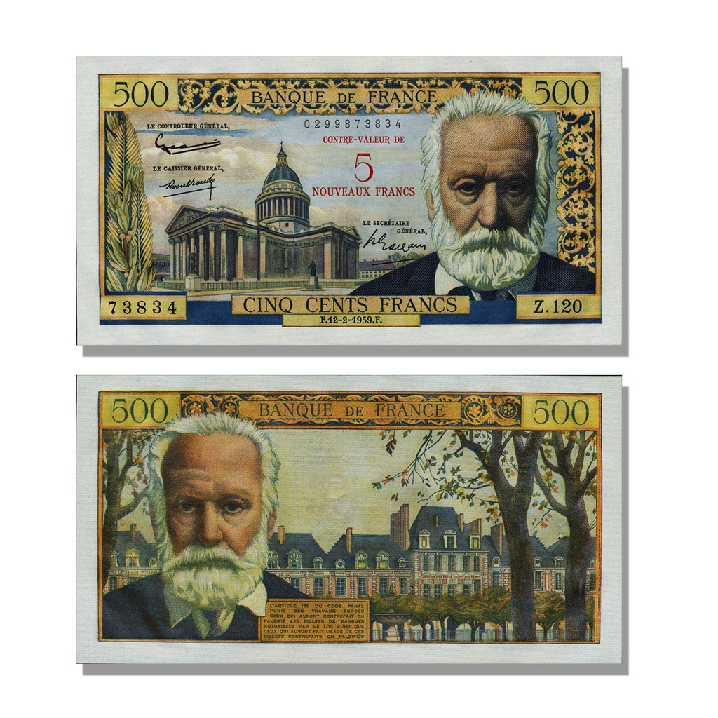 Uang  500 Franc Perancis Lama tahun 1959 souvenir replika repro.