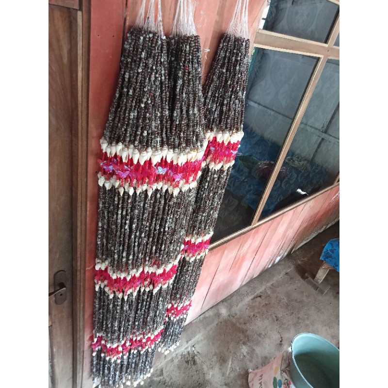 tirai kerang hitam kombinasi cantik, isi 20 untai, panjang 200 cm,