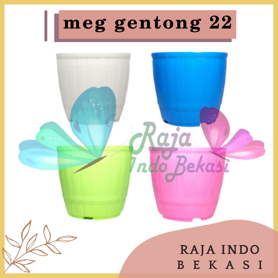 Pot Gentong Meg 22 Putih Biru Hijau Pink Warna Warni Mirip Pot Gentong Lovenia Putih 18 22 27