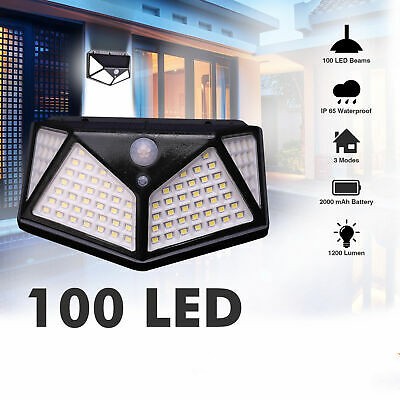 Lampu Solar 100 Led Solar Cell Emergency Outdoor Light Lampu Sensor Gerak Lampu Dinding 3 Mode