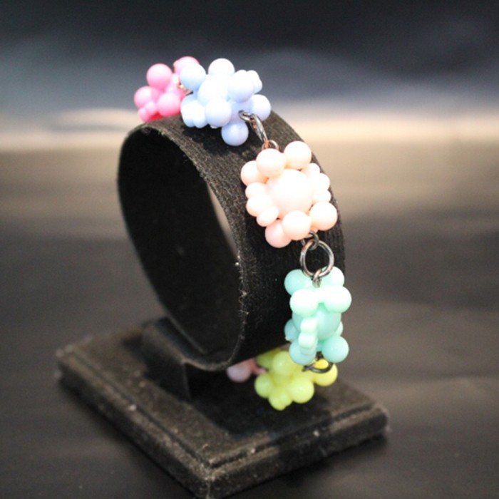 

Gelang KOmbinasi Aplikasi Pita & Bunga Plastik Warna Warni - Handmade