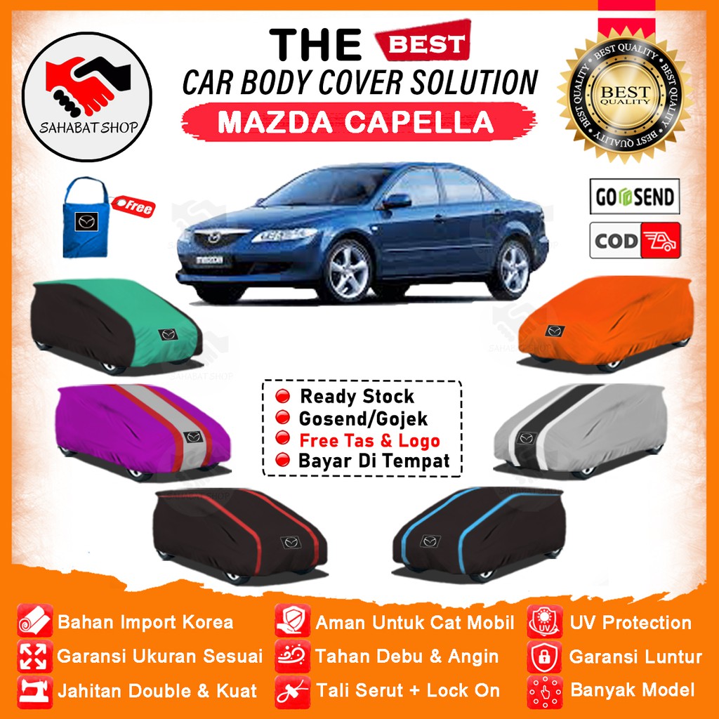 Sahabat Body Cover Mobil Mazda 626  / Sarung Penutup Mazda 626 Outdoor / Tutup Mantel Selimut Mantol Jas Pelindung Kerudung Kerodong Kelambu Terpal Sedan Mazda 626 Anti Air Waterproof Model Orange