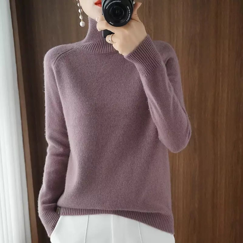 Sweater Turtleneck Wanita bahan Rajut tebal hangat dan lembut