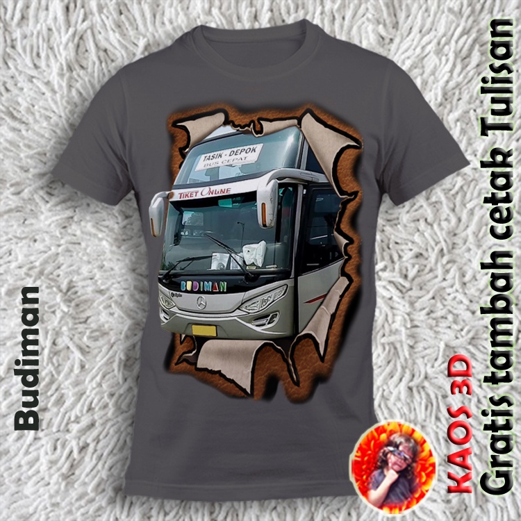 Baju Anak dan dewasa Kaos 3D Custom Gambar Bis Budiman