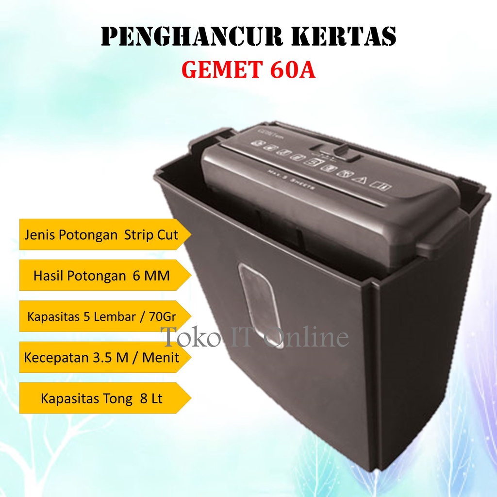 GEMET 60S MESIN PENGHANCUR KERTAS PAPER SHREDDER 60A