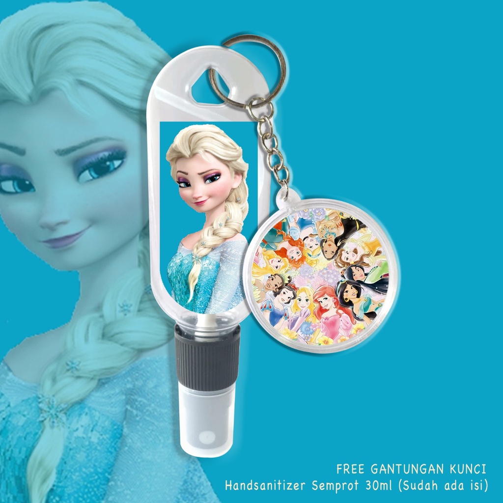 (FREE GANTUNGAN KUNCI) HAND SANITIZER / SPRAY 30 ML PRAKTIS / CARTOON CUTE ALL PRINCESS