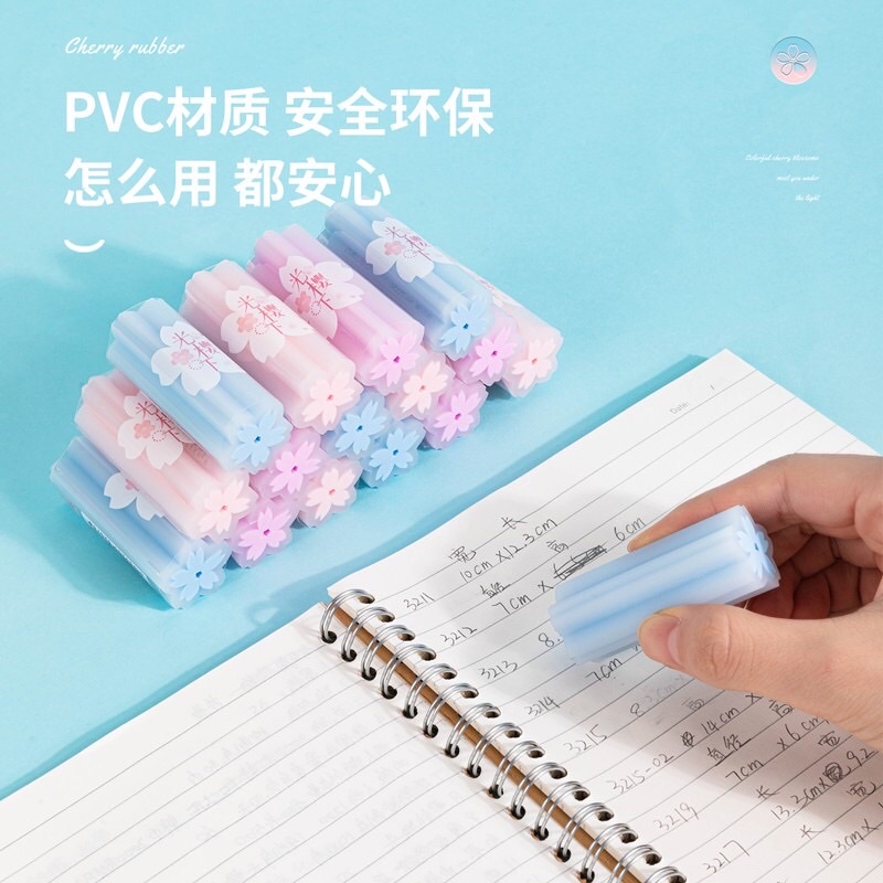 1 Buah Penghapus Pensil 4B Deli Karakter Bunga Sakura Musim Semi Aesthetic Rubber Bentuk Kotak Warna Warni Eraser Elastis Estetik Rainbow Yang Lucu Murah Unik Ungu Pink Imut Cherry Blossom Fancy Kawaii Korean Japanese Style Pelajar Viral Desain Mini Anak