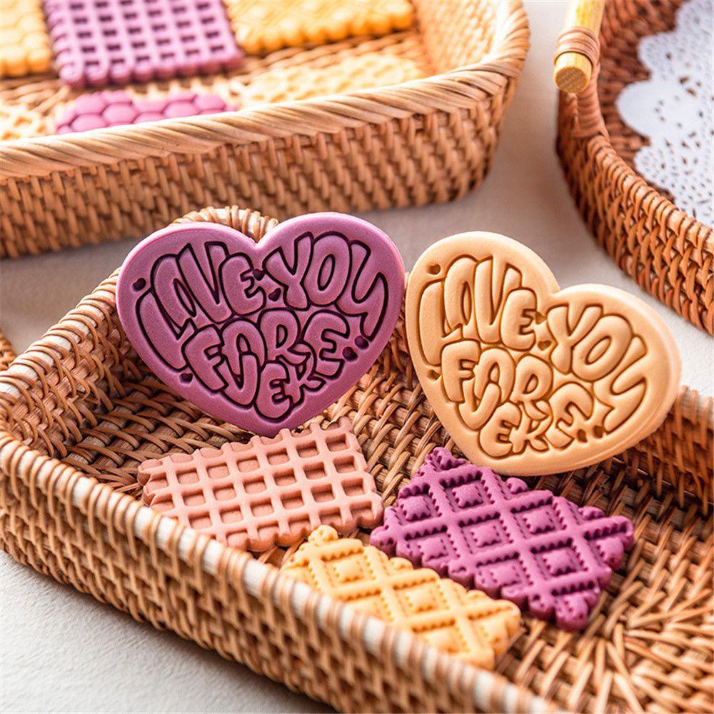 Chookyy Cetakan Fondant Biskuit DIY Motif Love Geometris 3D Emboss Mold