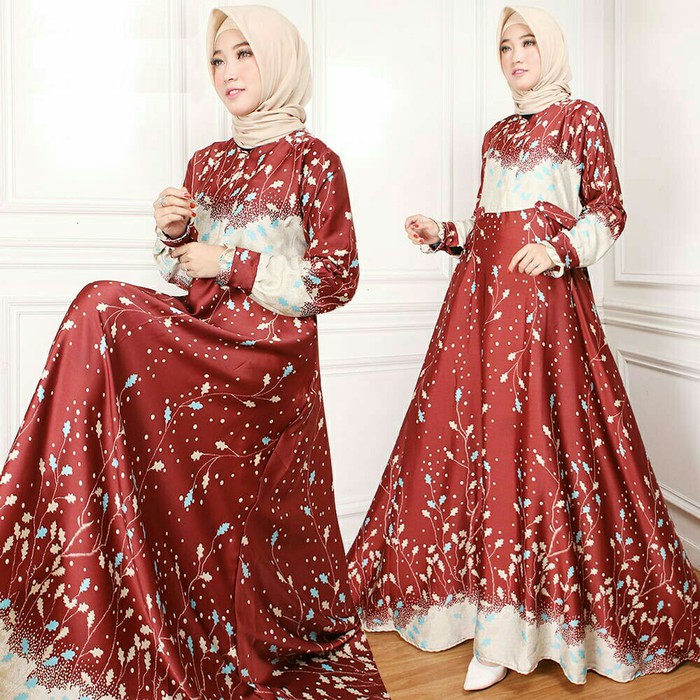 Premium-Busana Muslim-Gamis maxmara terbaru maxi ucie marun dres baju muslim wanita