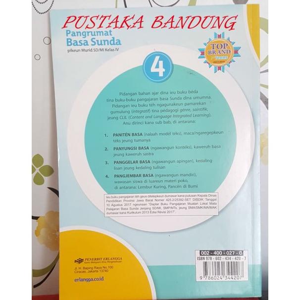 [KODE ECA0K] BUKU BAHASA SUNDA/PANGRUMAT BASA UNTUK SD/MI KELAS 4 KURIKULUM 2013 ERLANGGA