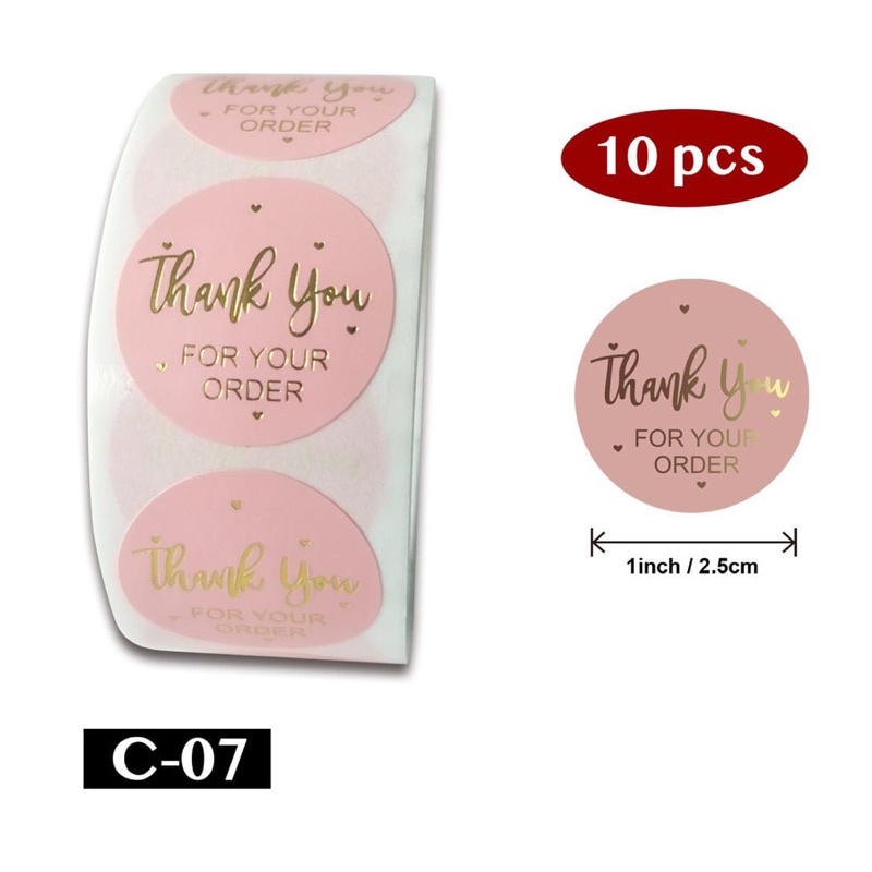 

STIKER THANK YOU (10pcs) uk sekitar 2.5cm