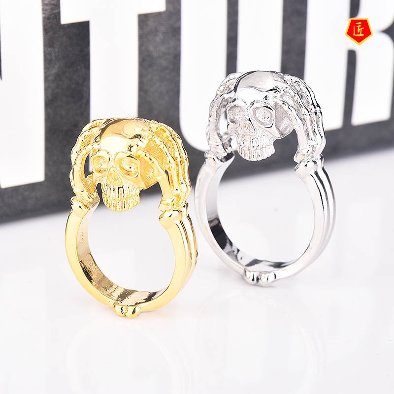 [Ready Stock]Punk Style Skull Ring 18K Gold Vintage