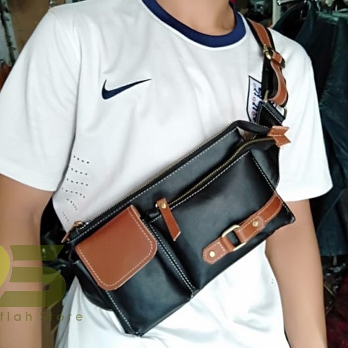 Tas Selempang Kulit Pria | Waistbag Sapi Asli Premium Khas Garut