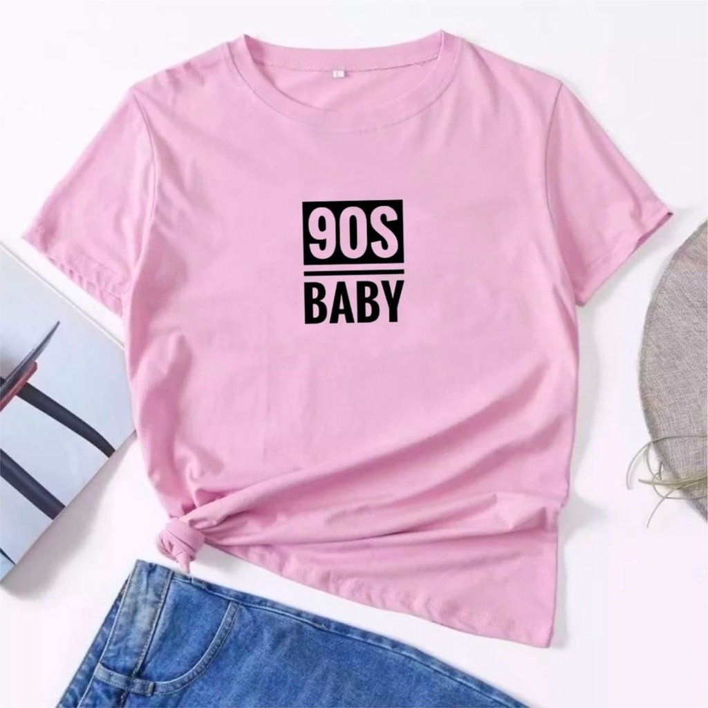 Kaos Wanita 90S BABY / Tshirt Combed 30s Wanita / Tumblr Tee / Atasan Baju Lengan Pendek